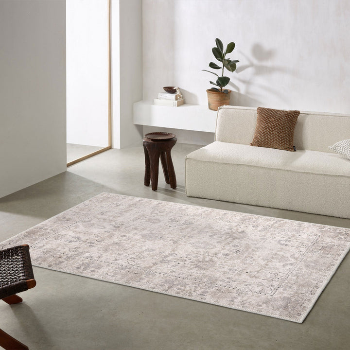 Machine Washable Ivory Traditional style Cotton Rug - The Rug Decor