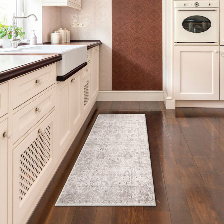 Machine Washable Ivory Traditional style Cotton Rug - The Rug Decor