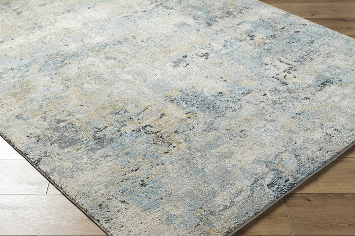 Machine Woven Beige And Blue Modern Abstract Style Rug - The Rug Decor
