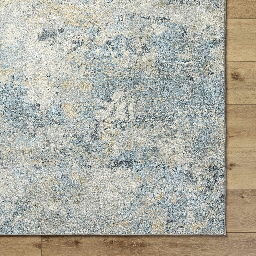 Machine Woven Beige And Blue Modern Abstract Style Rug - The Rug Decor