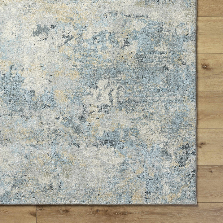 Machine Woven Beige And Blue Modern Abstract Style Rug - The Rug Decor