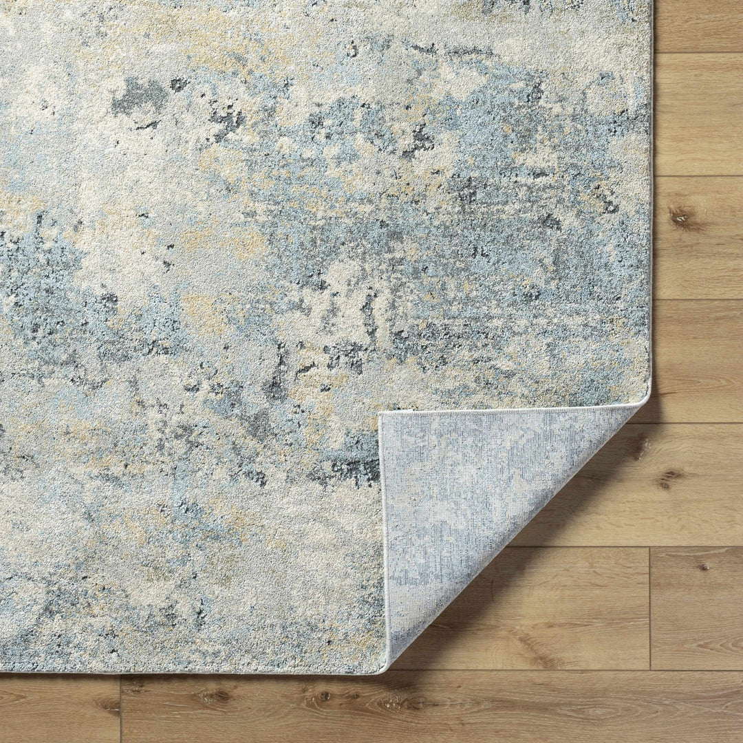 Machine Woven Beige And Blue Modern Abstract Style Rug - The Rug Decor