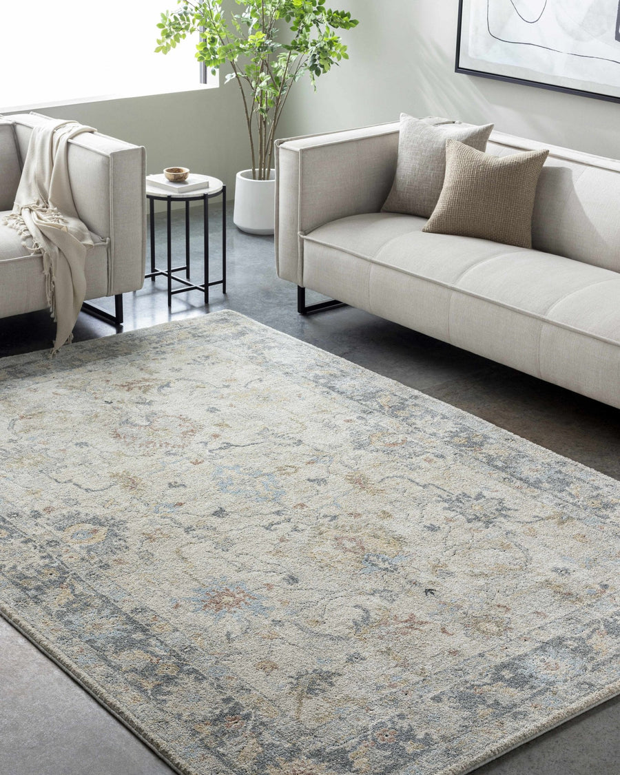 Machine Woven Beige And Gray Traditional Style Area Rug - The Rug Decor