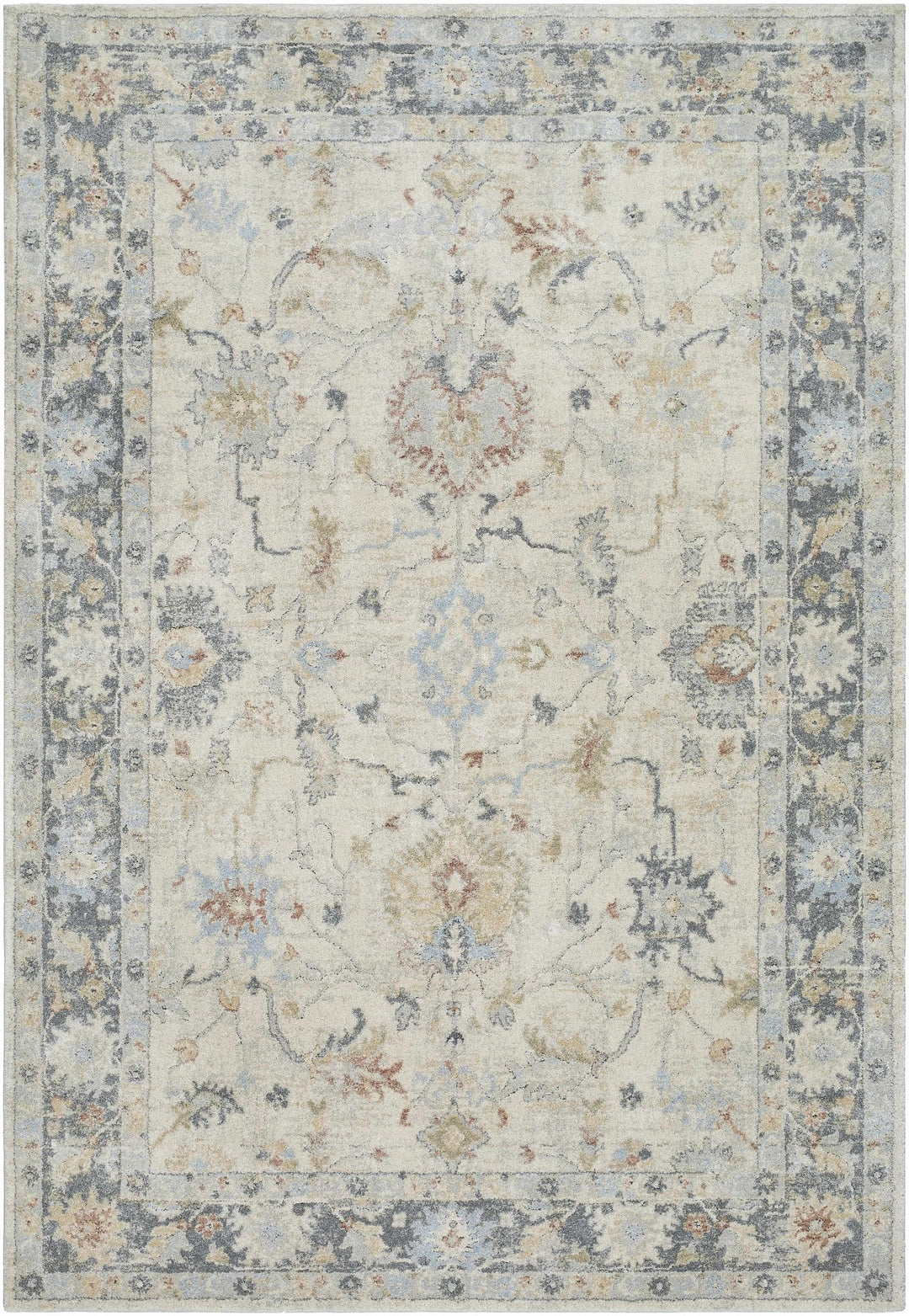 Machine Woven Beige And Gray Traditional Style Area Rug - The Rug Decor