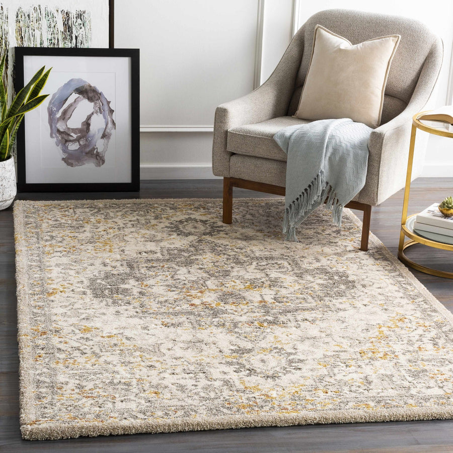 Machine Woven Beige Traditional Medallion Design Rug - The Rug Decor