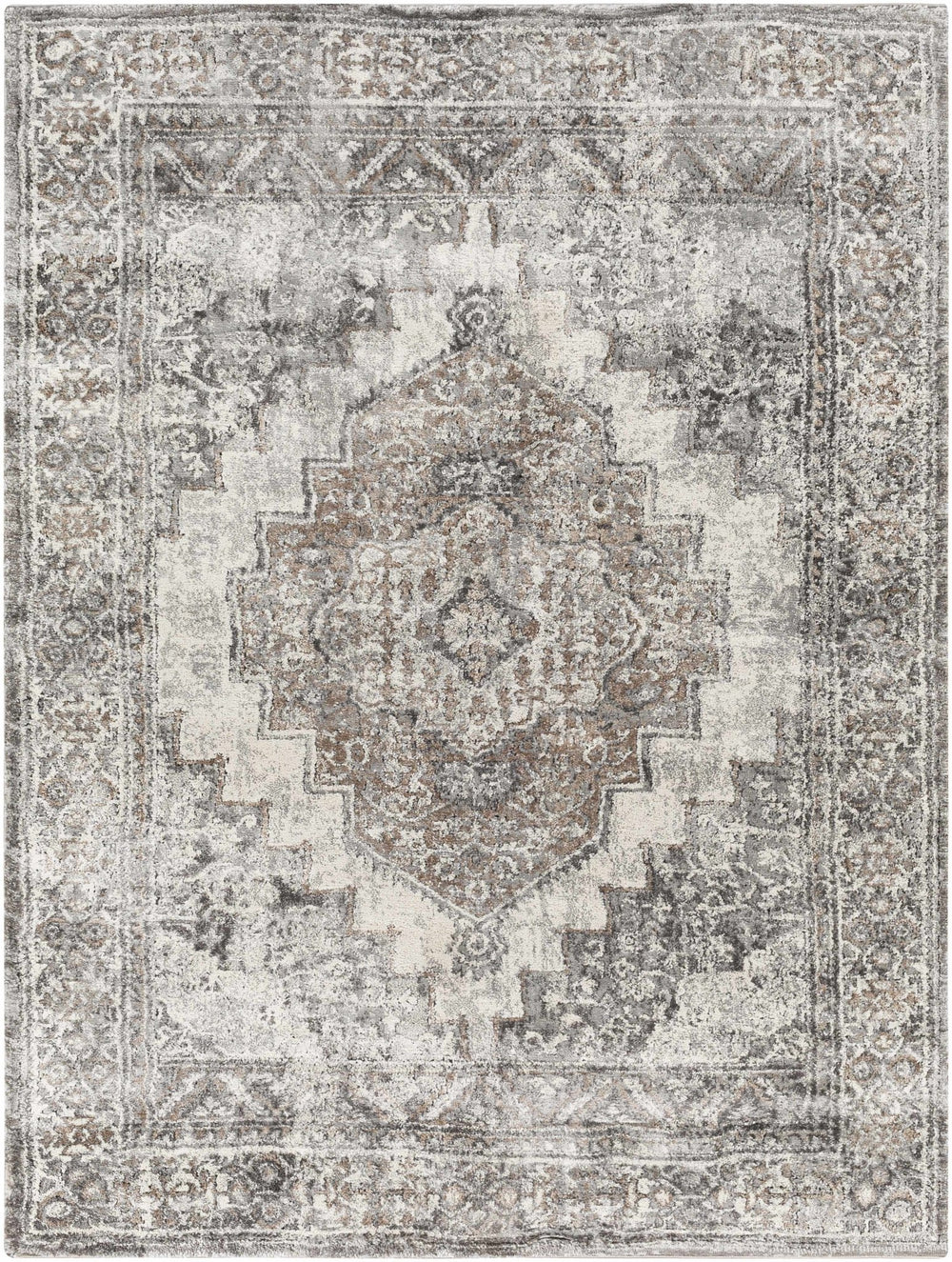 Machine Woven Black And Charcoal Traditional Style Area Rug - The Rug Decor