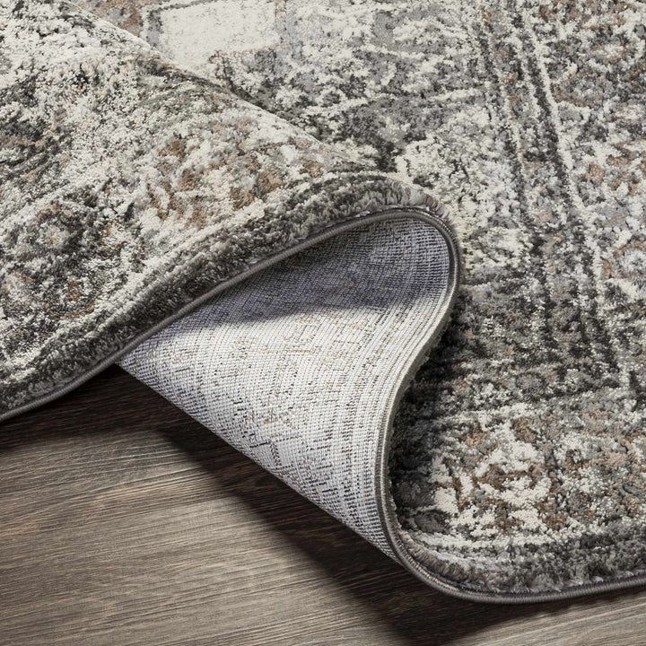 Machine Woven Black And Charcoal Traditional Style Area Rug - The Rug Decor