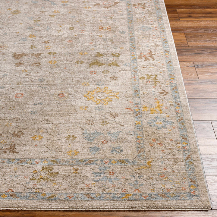 Machine Woven Blue And Beige Traditional Oushak Design Area Rug - The Rug Decor