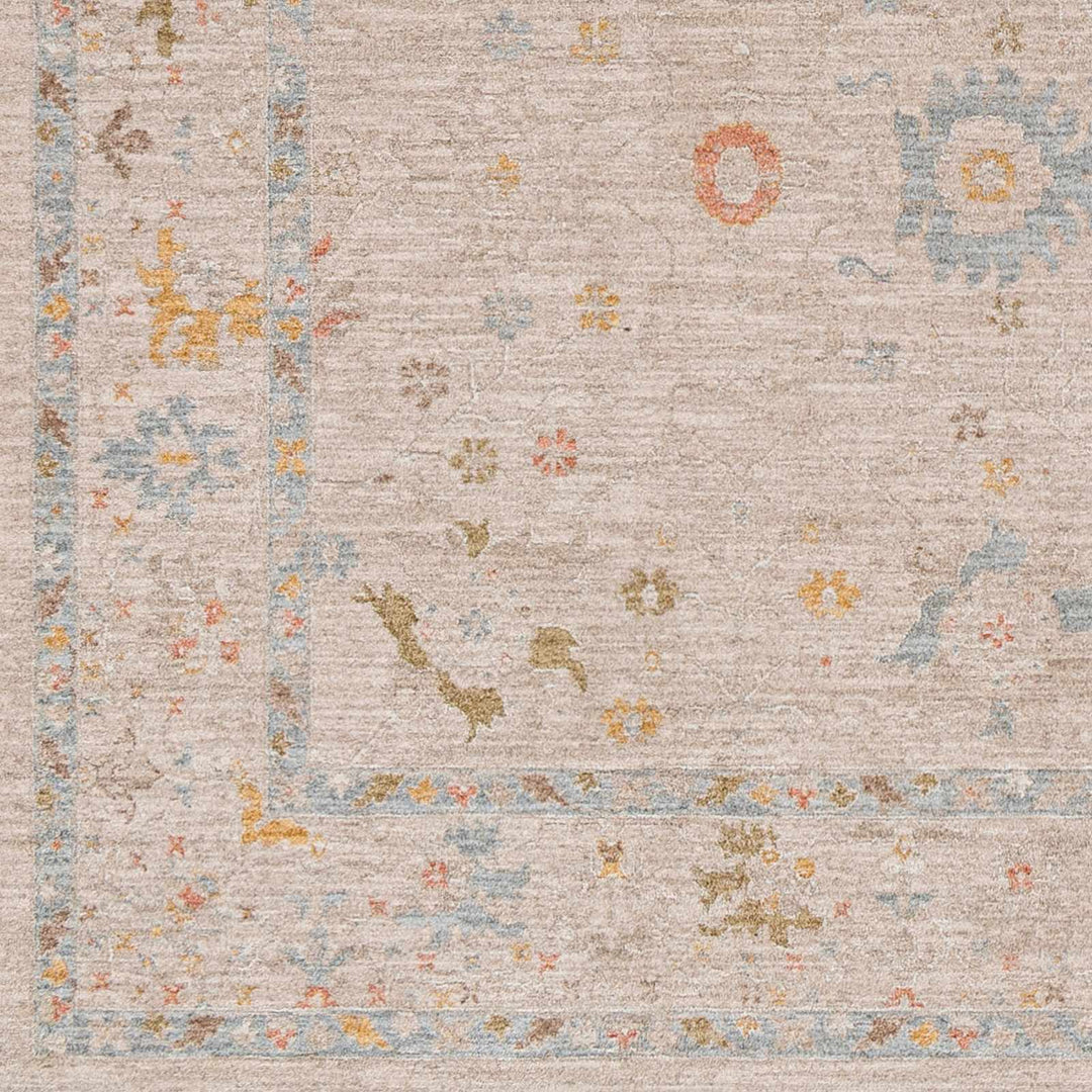 Machine Woven Blue And Beige Traditional Oushak Design Area Rug - The Rug Decor