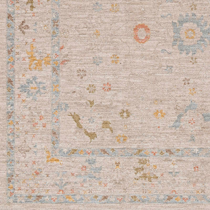 Machine Woven Blue And Beige Traditional Oushak Design Area Rug - The Rug Decor
