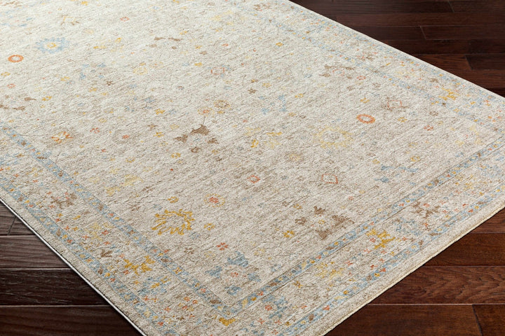 Machine Woven Blue And Beige Traditional Oushak Design Area Rug - The Rug Decor