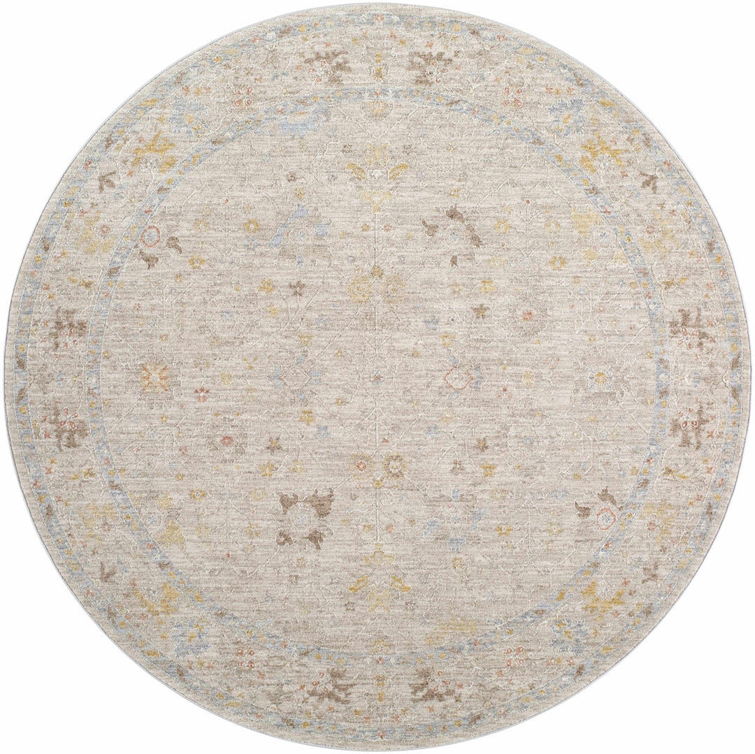 Machine Woven Blue And Beige Traditional Oushak Design Area Rug - The Rug Decor