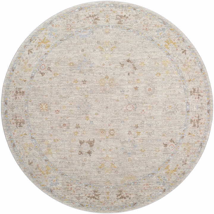 Machine Woven Blue And Beige Traditional Oushak Design Area Rug - The Rug Decor