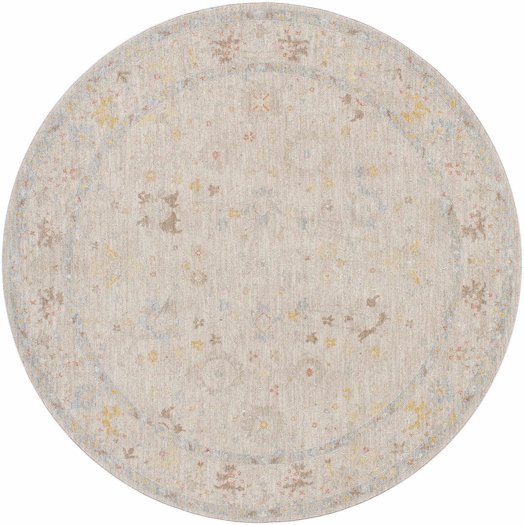 Machine Woven Blue And Beige Traditional Oushak Design Area Rug - The Rug Decor