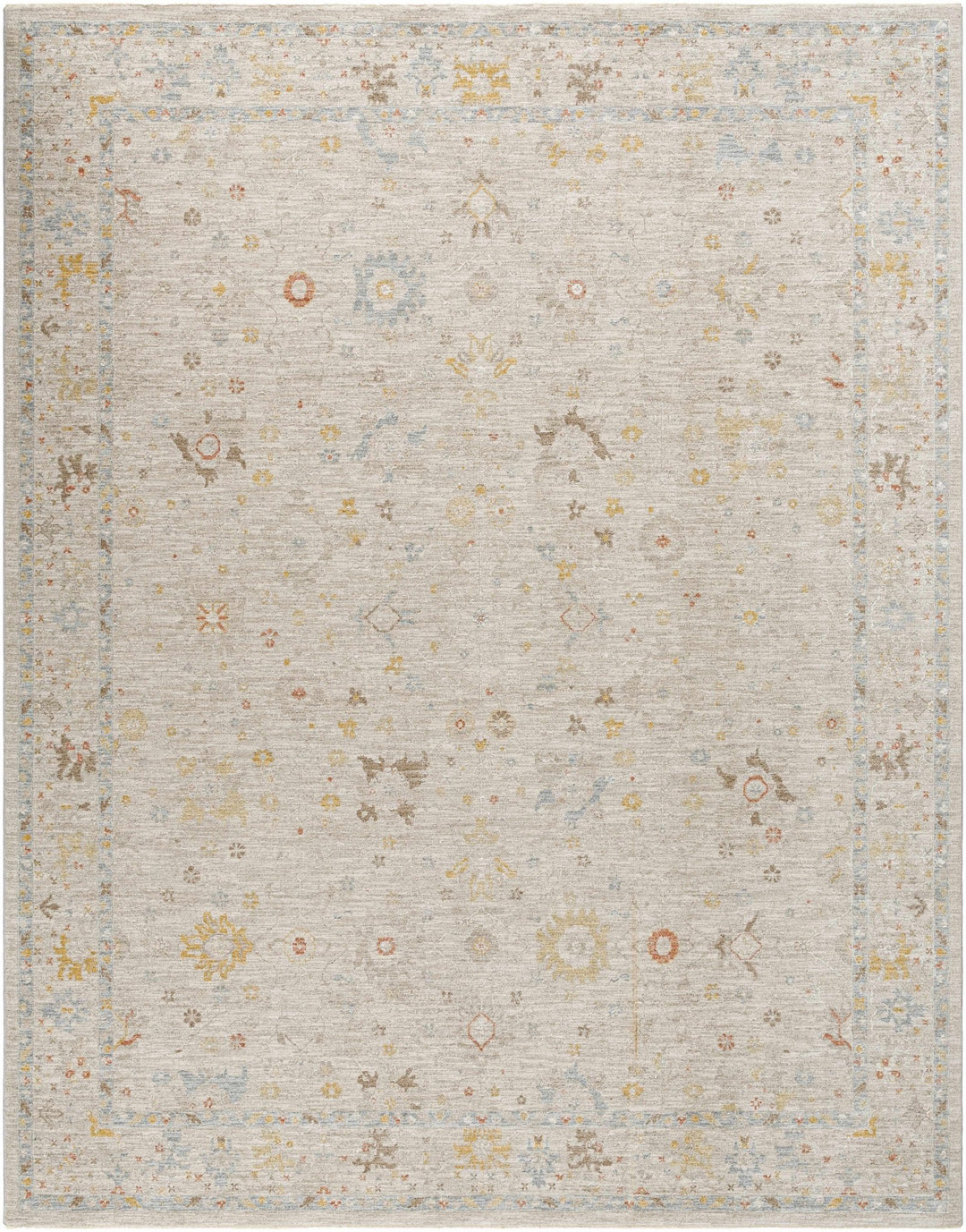 Machine Woven Blue And Beige Traditional Oushak Design Area Rug - The Rug Decor