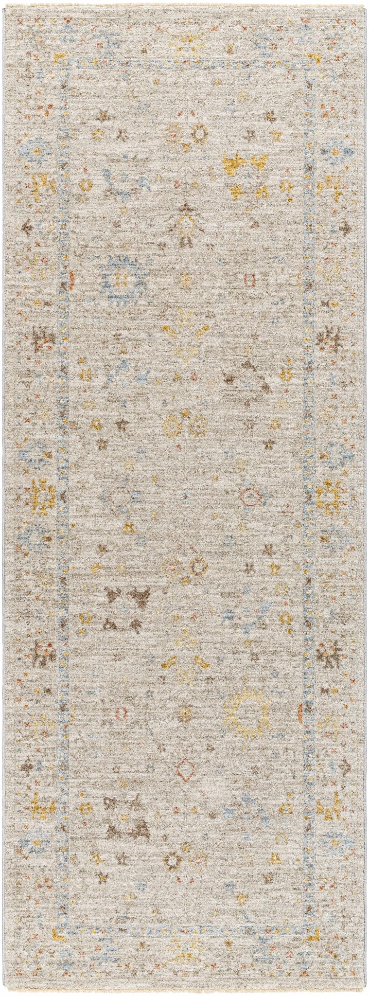 Machine Woven Blue And Beige Traditional Oushak Design Area Rug - The Rug Decor