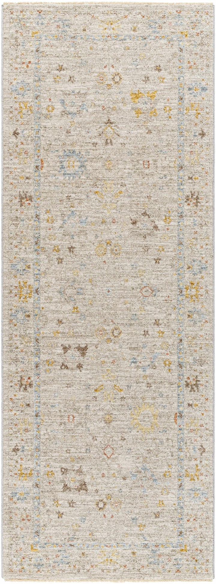 Machine Woven Blue And Beige Traditional Oushak Design Area Rug - The Rug Decor