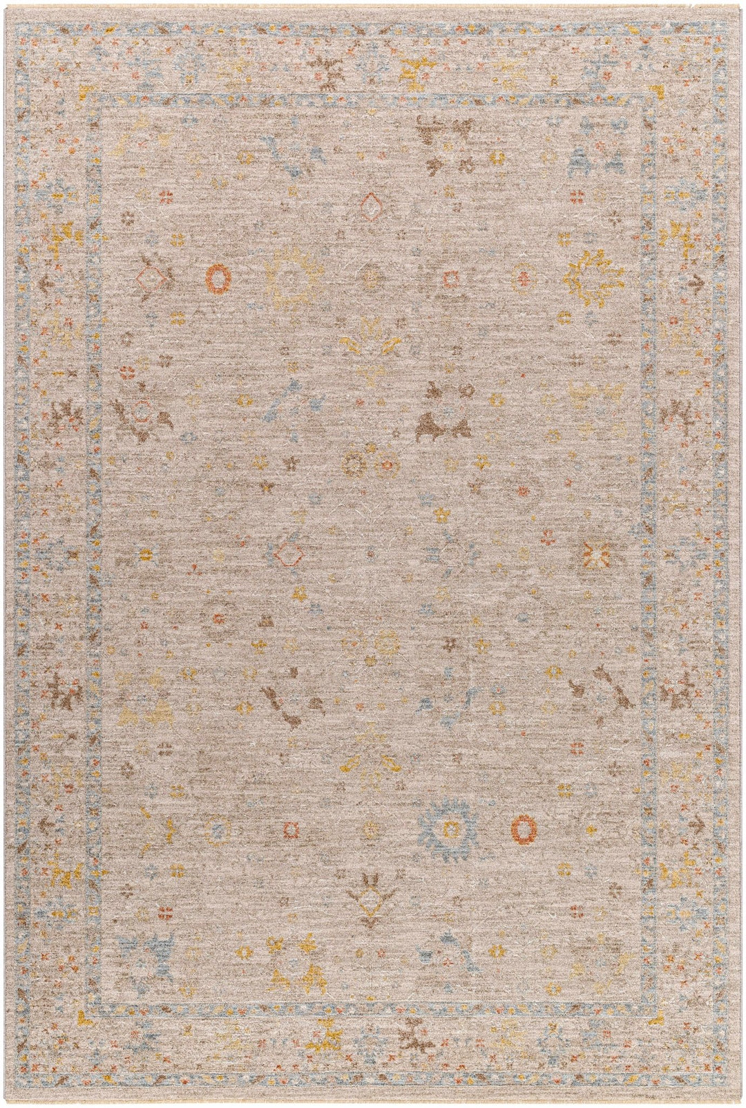 Machine Woven Blue And Beige Traditional Oushak Design Area Rug - The Rug Decor