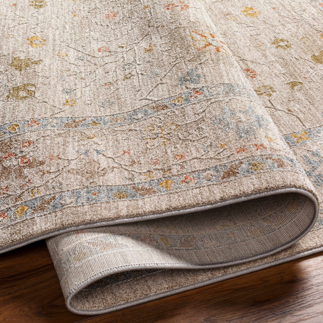 Machine Woven Blue And Beige Traditional Oushak Design Area Rug - The Rug Decor