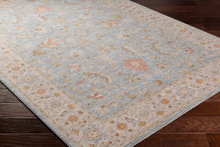 Machine Woven Blue Traditional Oushak Design Rug - The Rug Decor