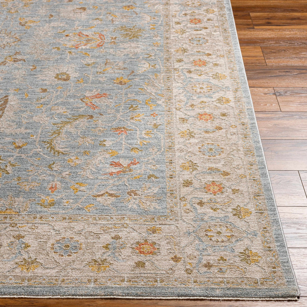 Machine Woven Blue Traditional Oushak Design Rug - The Rug Decor