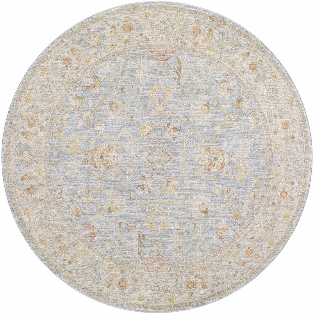 Machine Woven Blue Traditional Oushak Design Rug - The Rug Decor