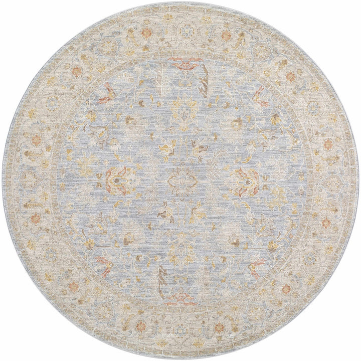 Machine Woven Blue Traditional Oushak Design Rug - The Rug Decor
