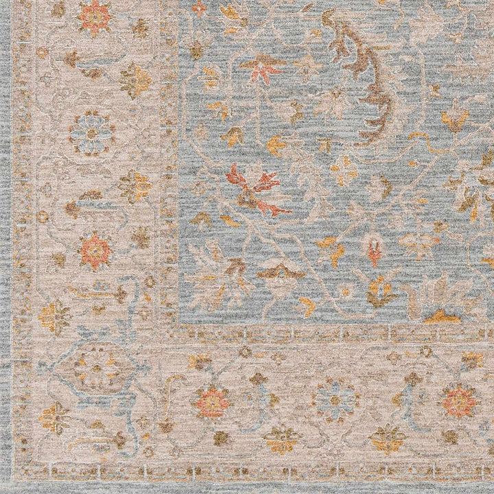 Machine Woven Blue Traditional Oushak Design Rug - The Rug Decor
