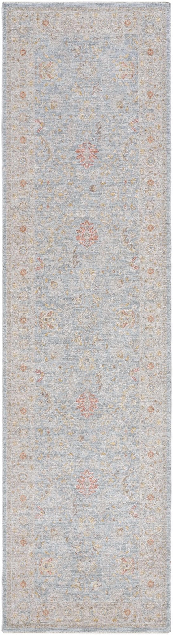 Machine Woven Blue Traditional Oushak Design Rug - The Rug Decor