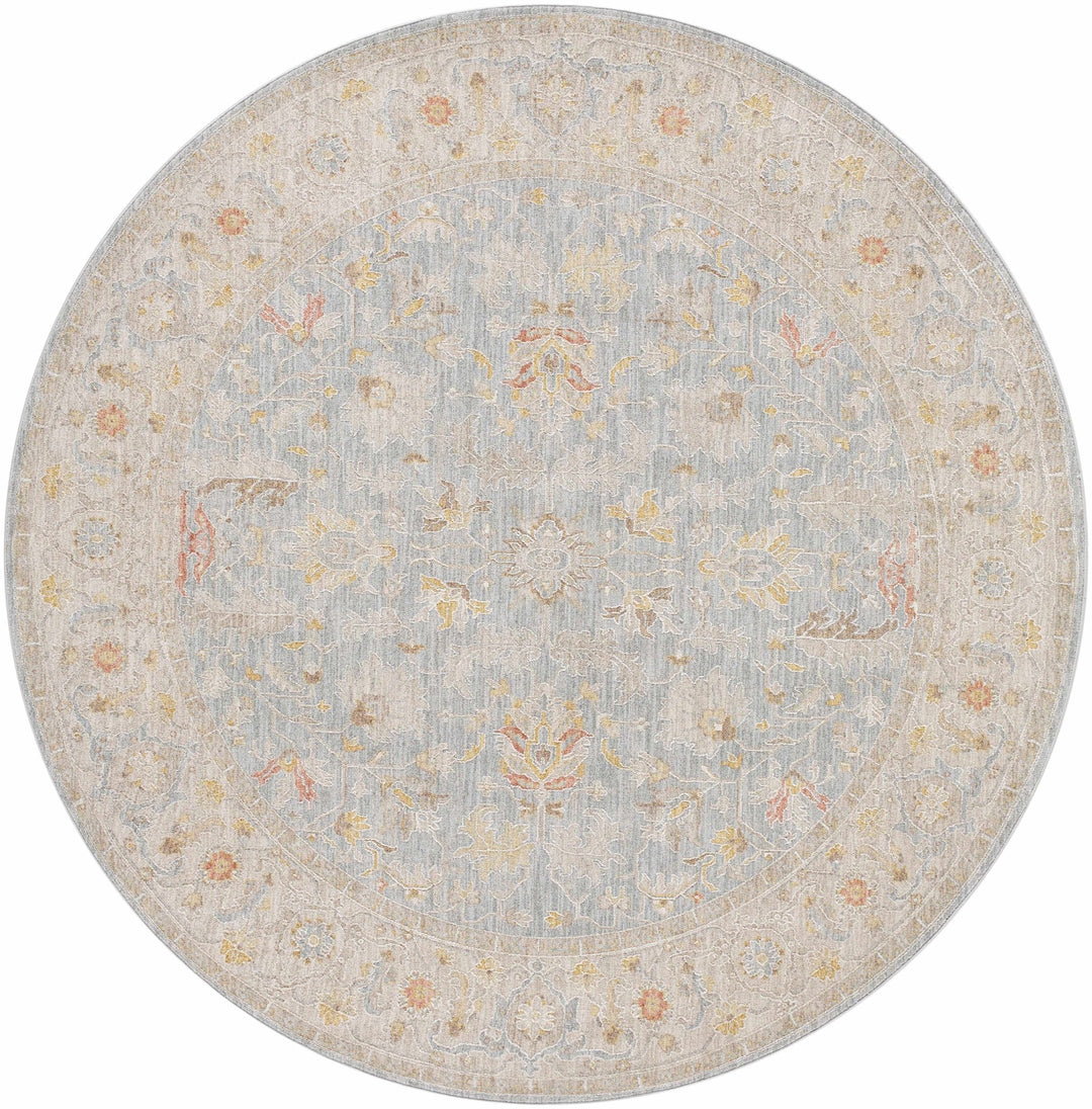 Machine Woven Blue Traditional Oushak Design Rug - The Rug Decor