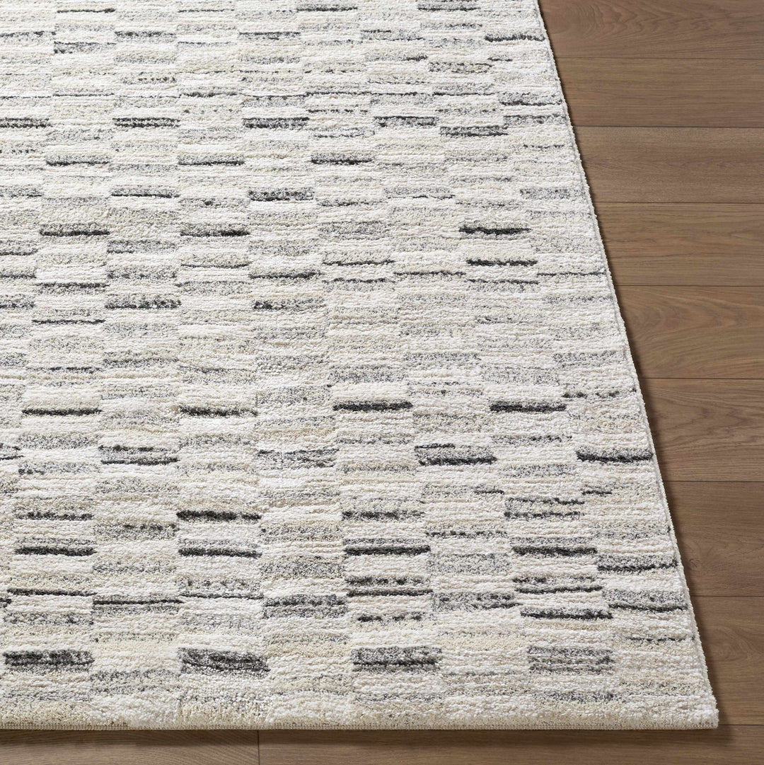 Machine Woven Cream And White Contemporary Style Rug - The Rug Decor
