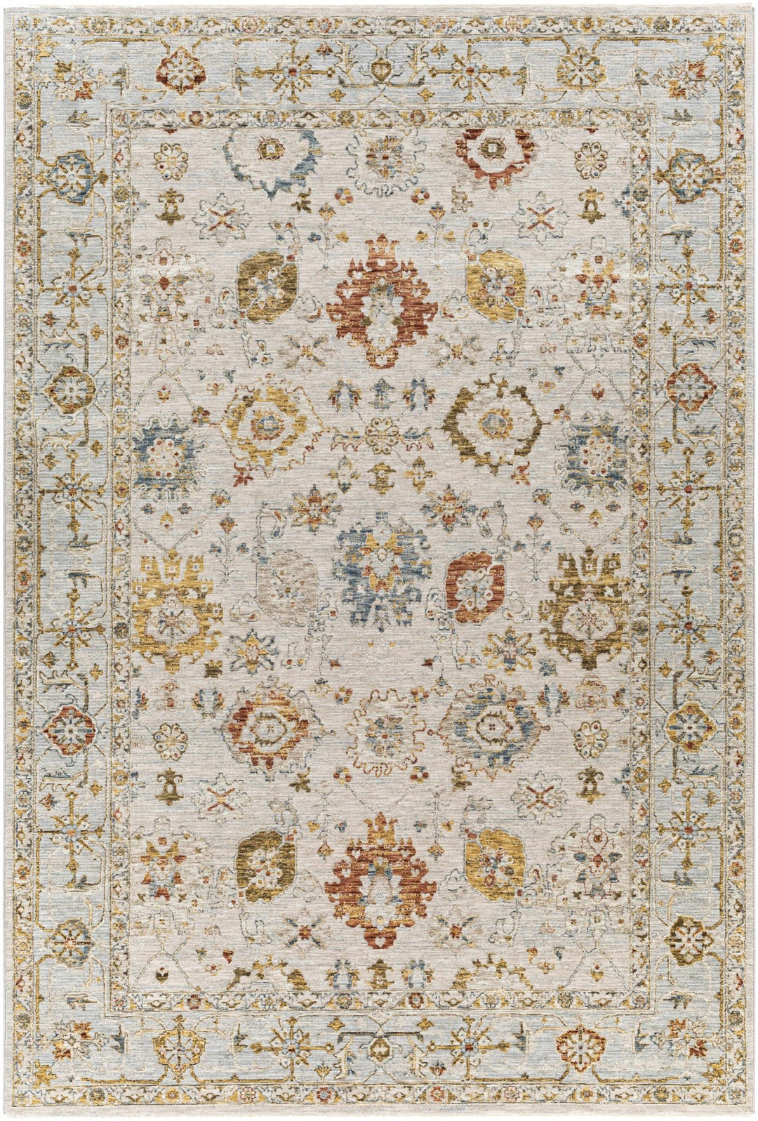 Machine Woven Cream Traditional Oushak Design Rug - The Rug Decor
