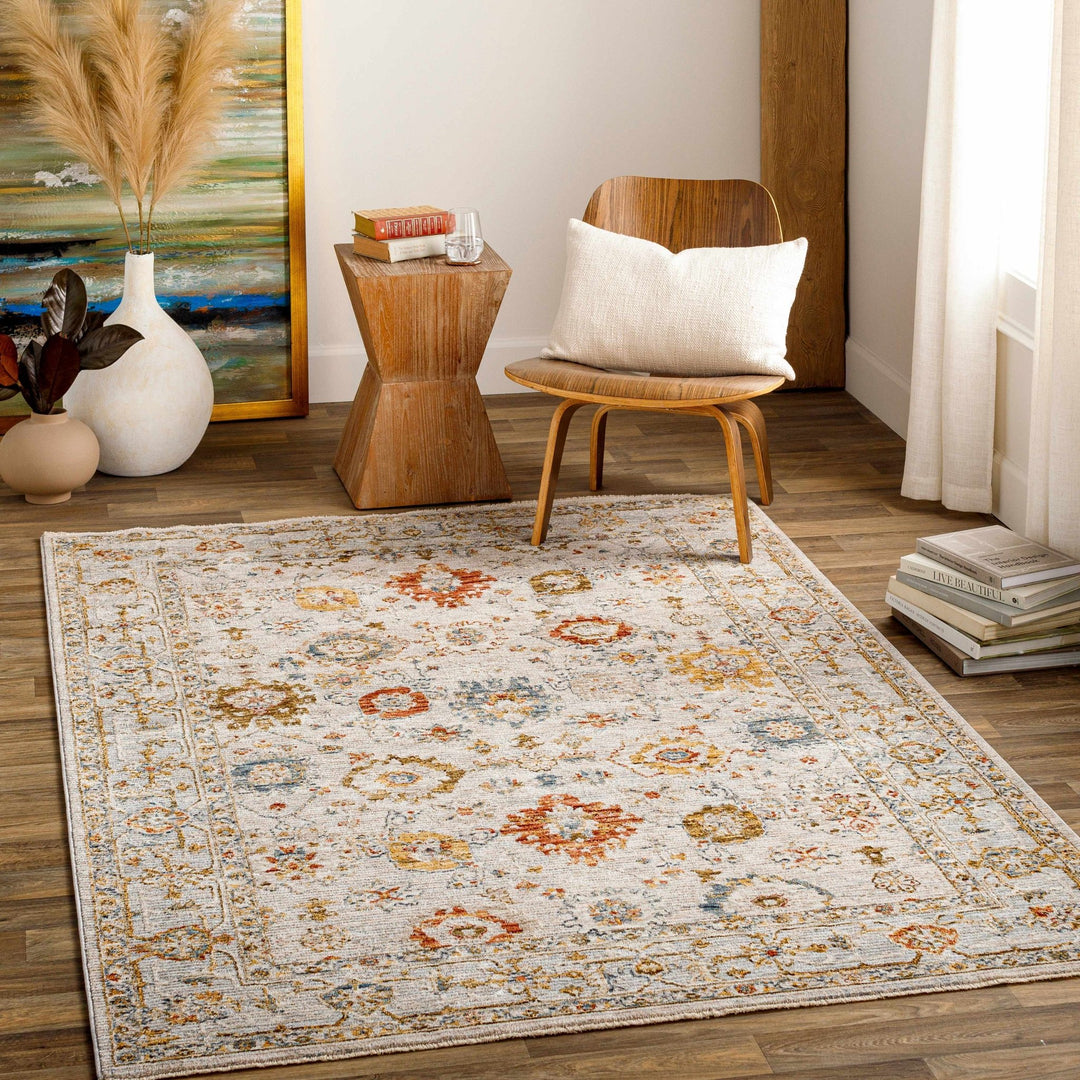 Machine Woven Cream Traditional Oushak Design Rug - The Rug Decor