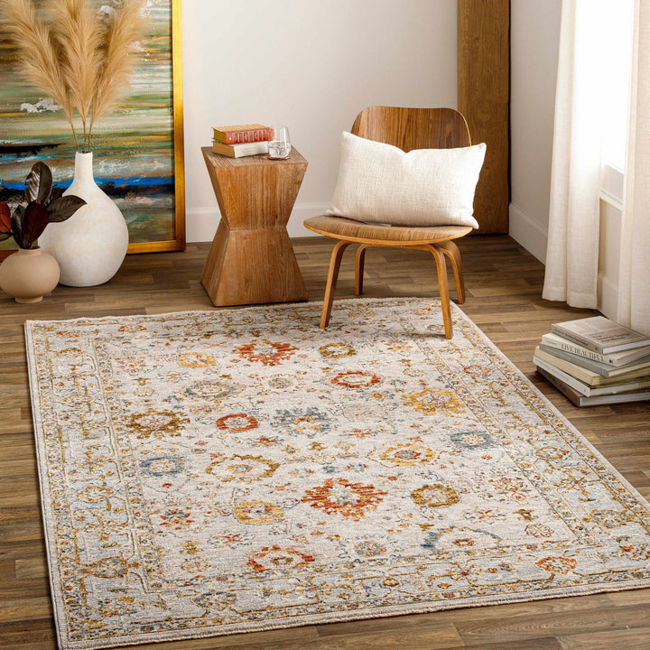 Machine Woven Cream Traditional Oushak Design Rug - The Rug Decor