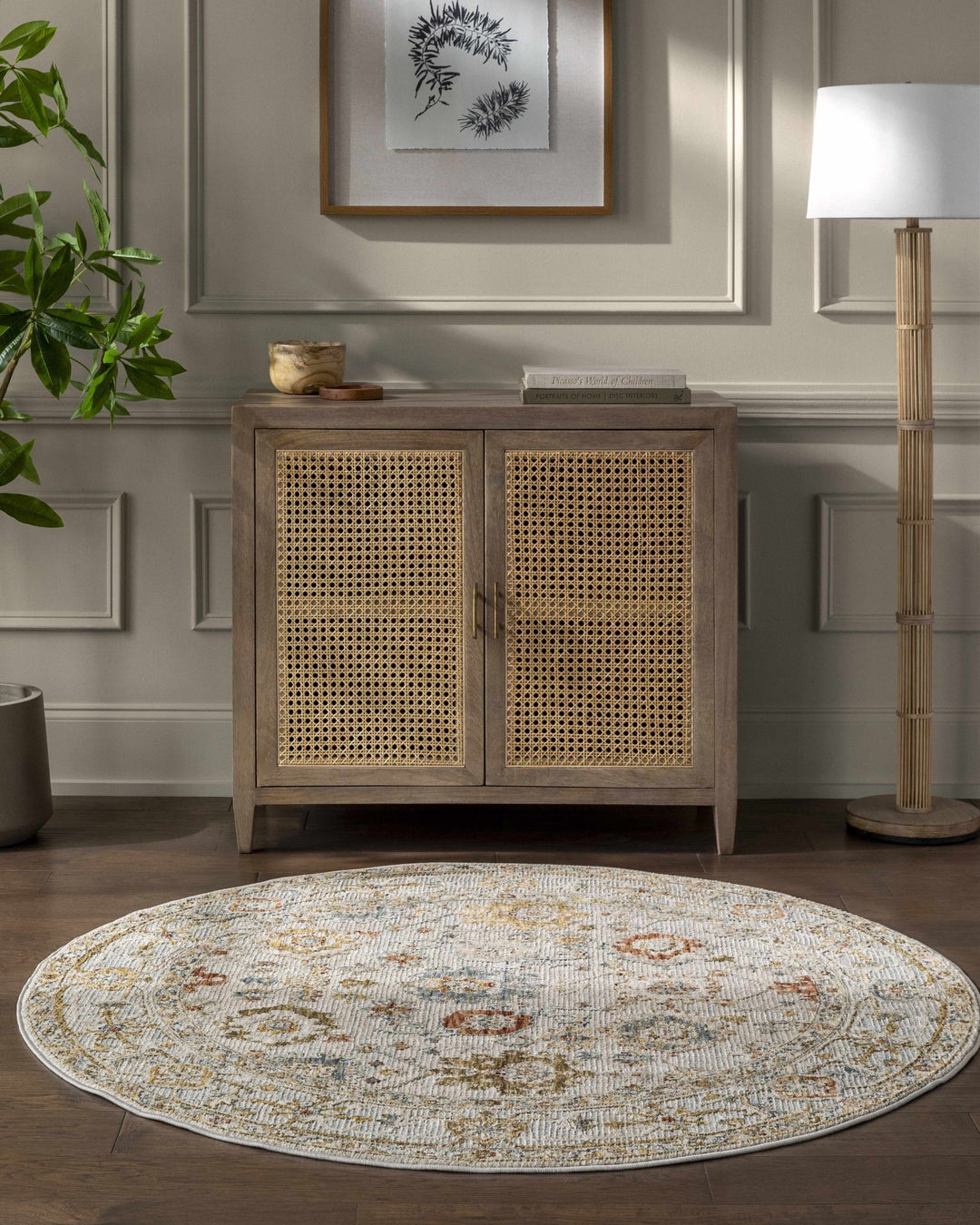 Machine Woven Cream Traditional Oushak Design Rug - The Rug Decor