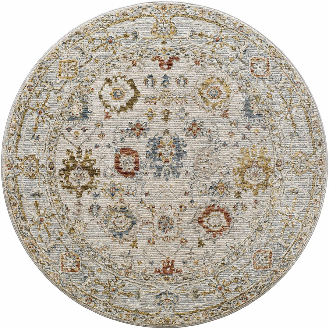 Machine Woven Cream Traditional Oushak Design Rug - The Rug Decor