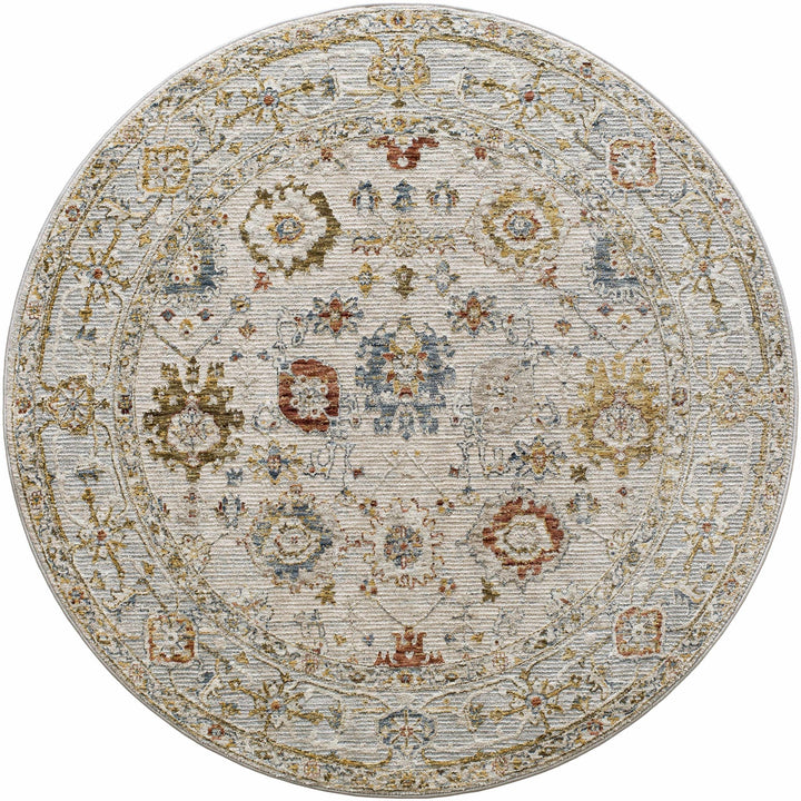 Machine Woven Cream Traditional Oushak Design Rug - The Rug Decor