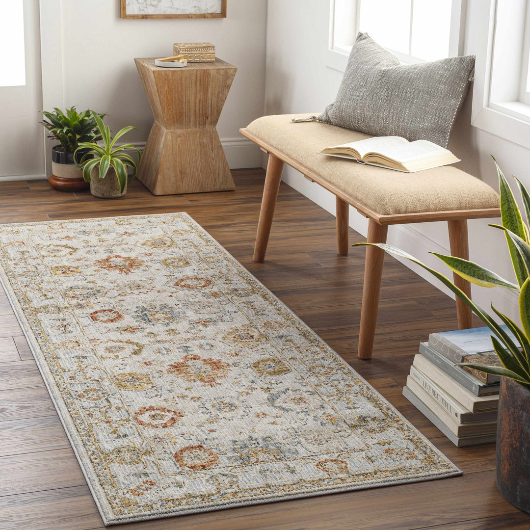Machine Woven Cream Traditional Oushak Design Rug - The Rug Decor