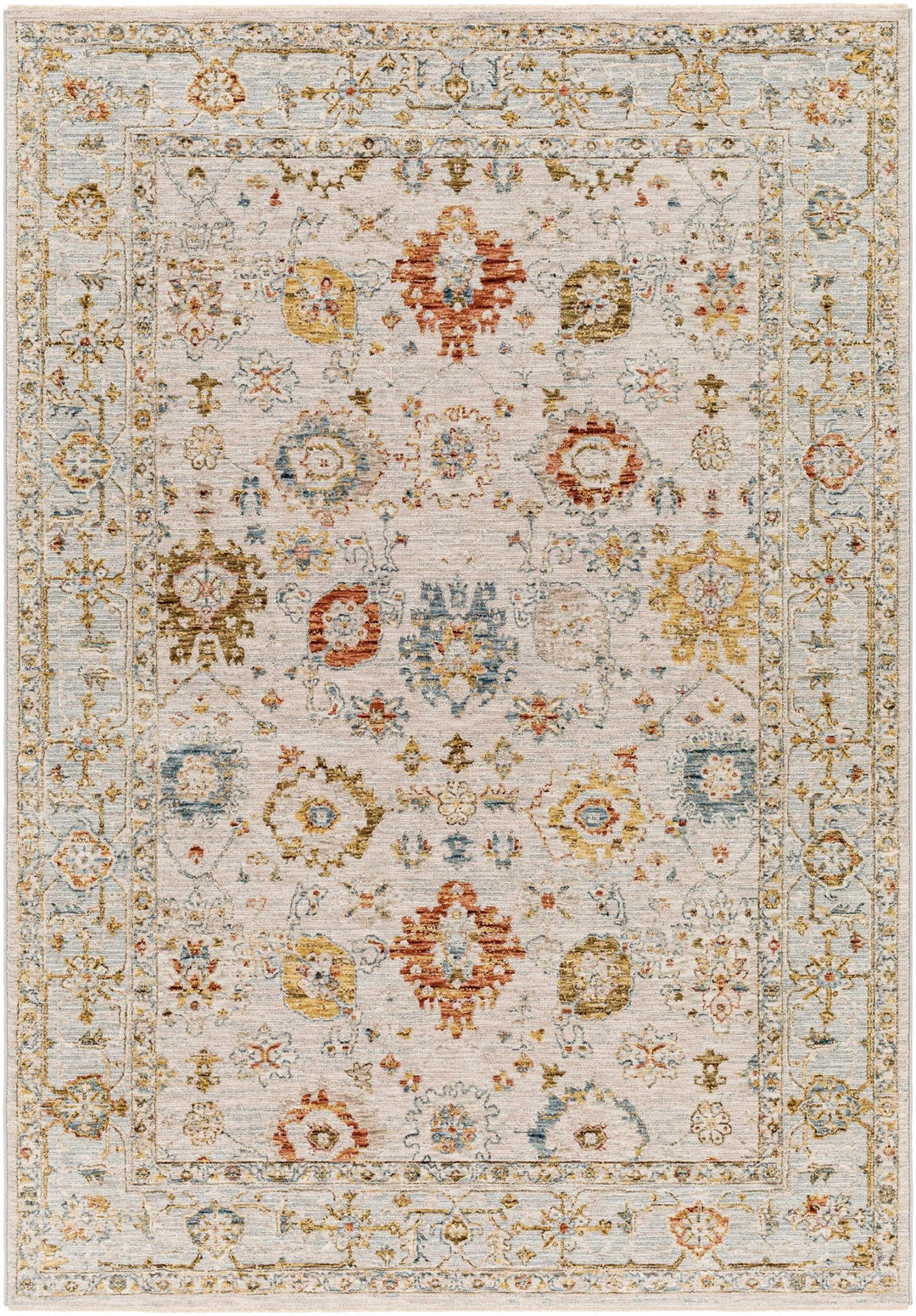 Machine Woven Cream Traditional Oushak Design Rug - The Rug Decor