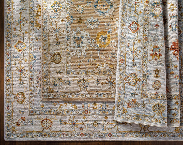 Machine Woven Cream Traditional Oushak Design Rug - The Rug Decor