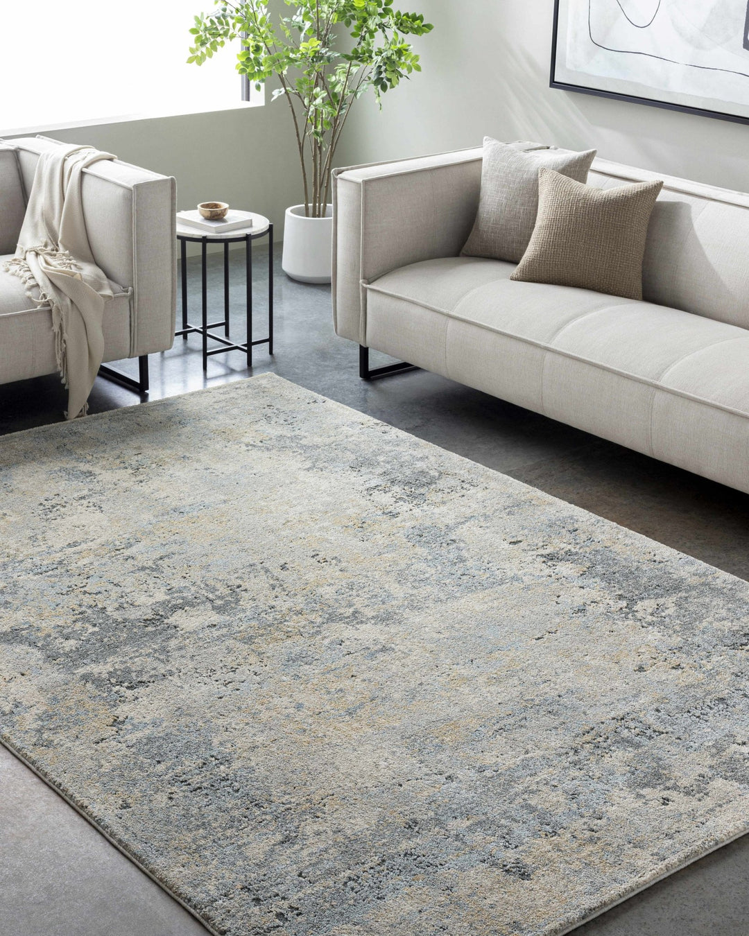 Machine Woven Gray And Ivory Contemporary Style Rug - The Rug Decor