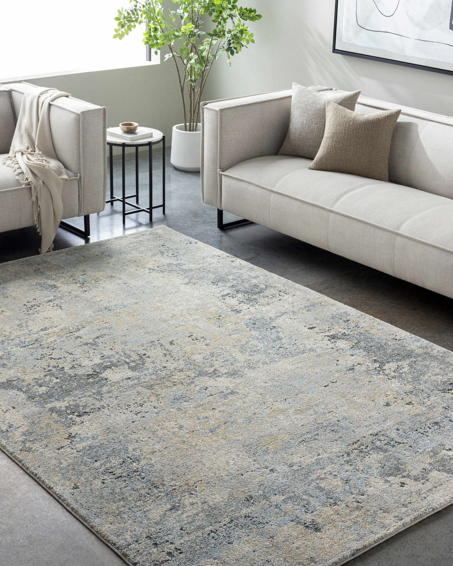 Machine Woven Gray And Ivory Contemporary Style Rug - The Rug Decor