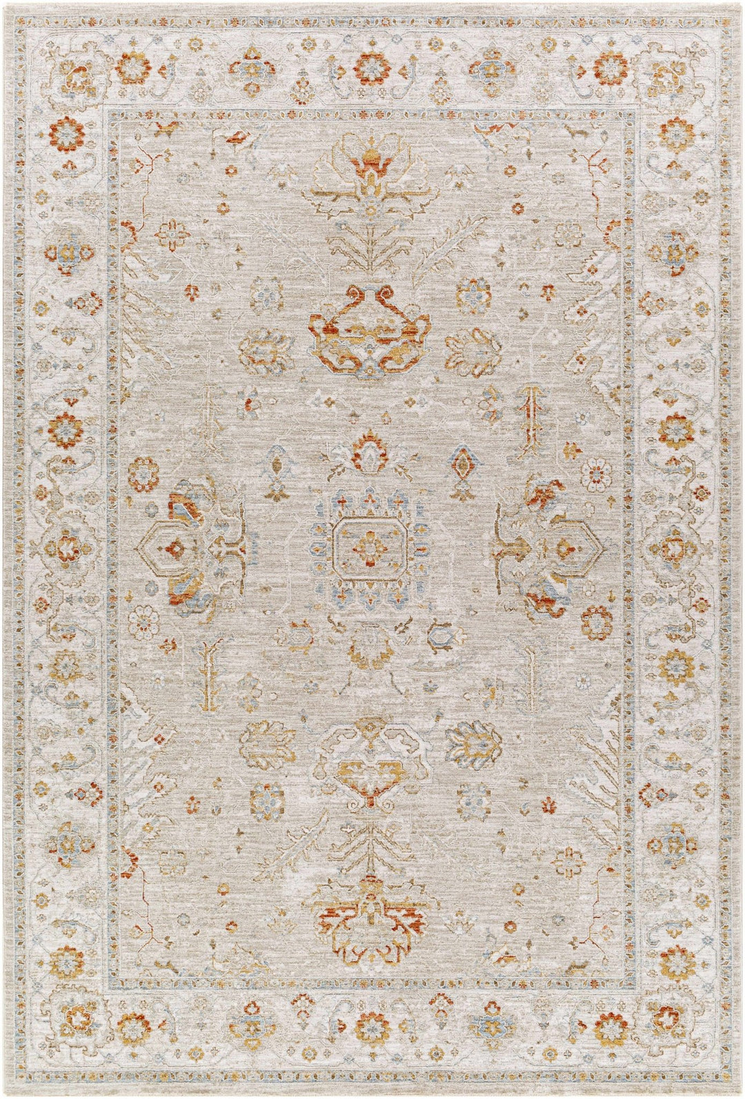 Machine Woven Ivory Traditional Oushak Design Area Rug - The Rug Decor