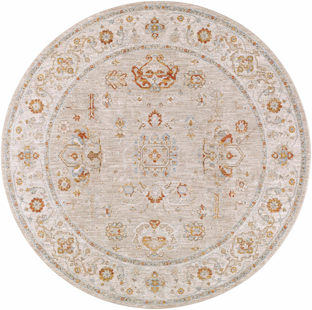 Machine Woven Ivory Traditional Oushak Design Area Rug - The Rug Decor