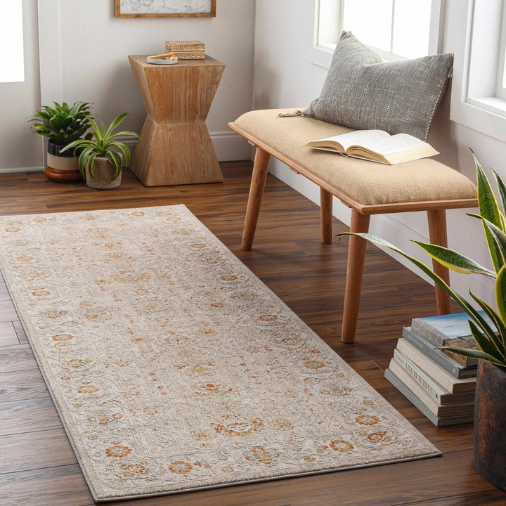 Machine Woven Ivory Traditional Oushak Design Area Rug - The Rug Decor