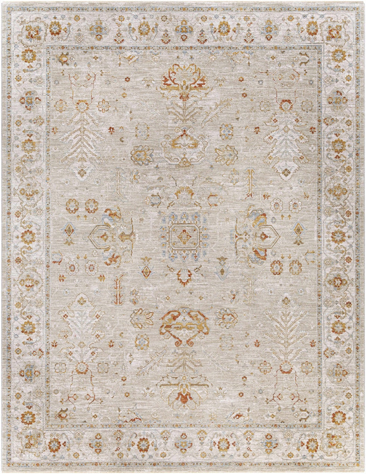 Machine Woven Ivory Traditional Oushak Design Area Rug - The Rug Decor