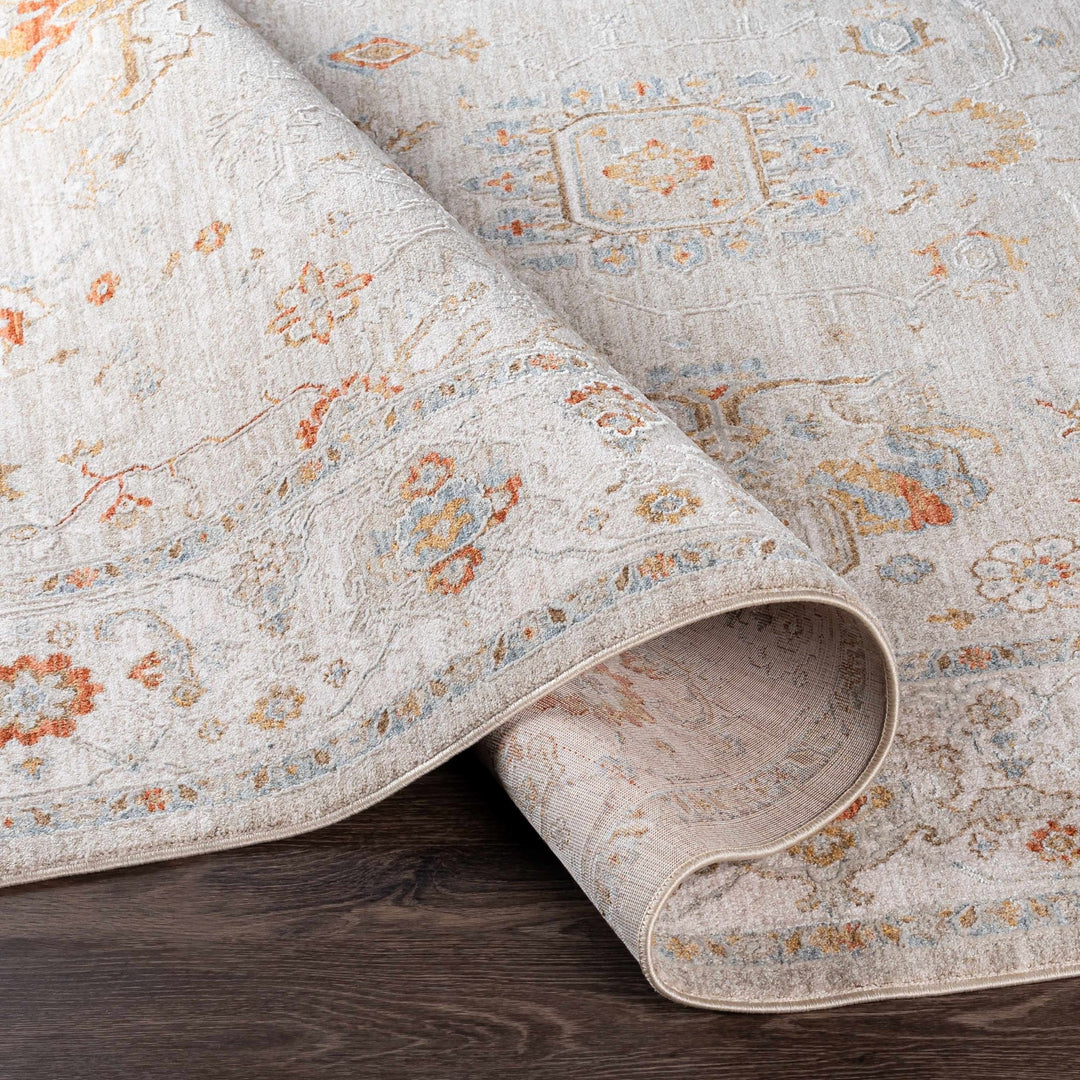 Machine Woven Ivory Traditional Oushak Design Area Rug - The Rug Decor