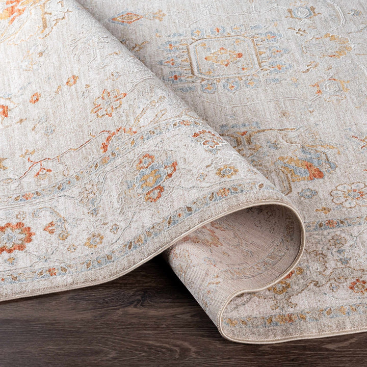 Machine Woven Ivory Traditional Oushak Design Area Rug - The Rug Decor