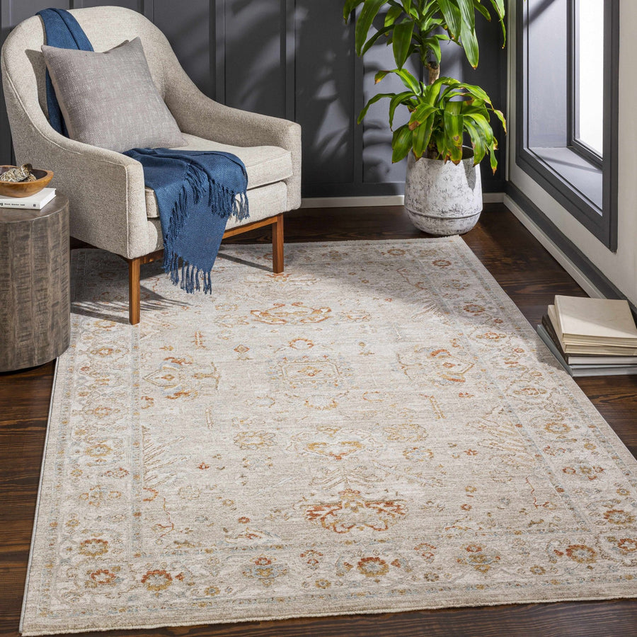 Machine Woven Ivory Traditional Oushak Design Area Rug - The Rug Decor