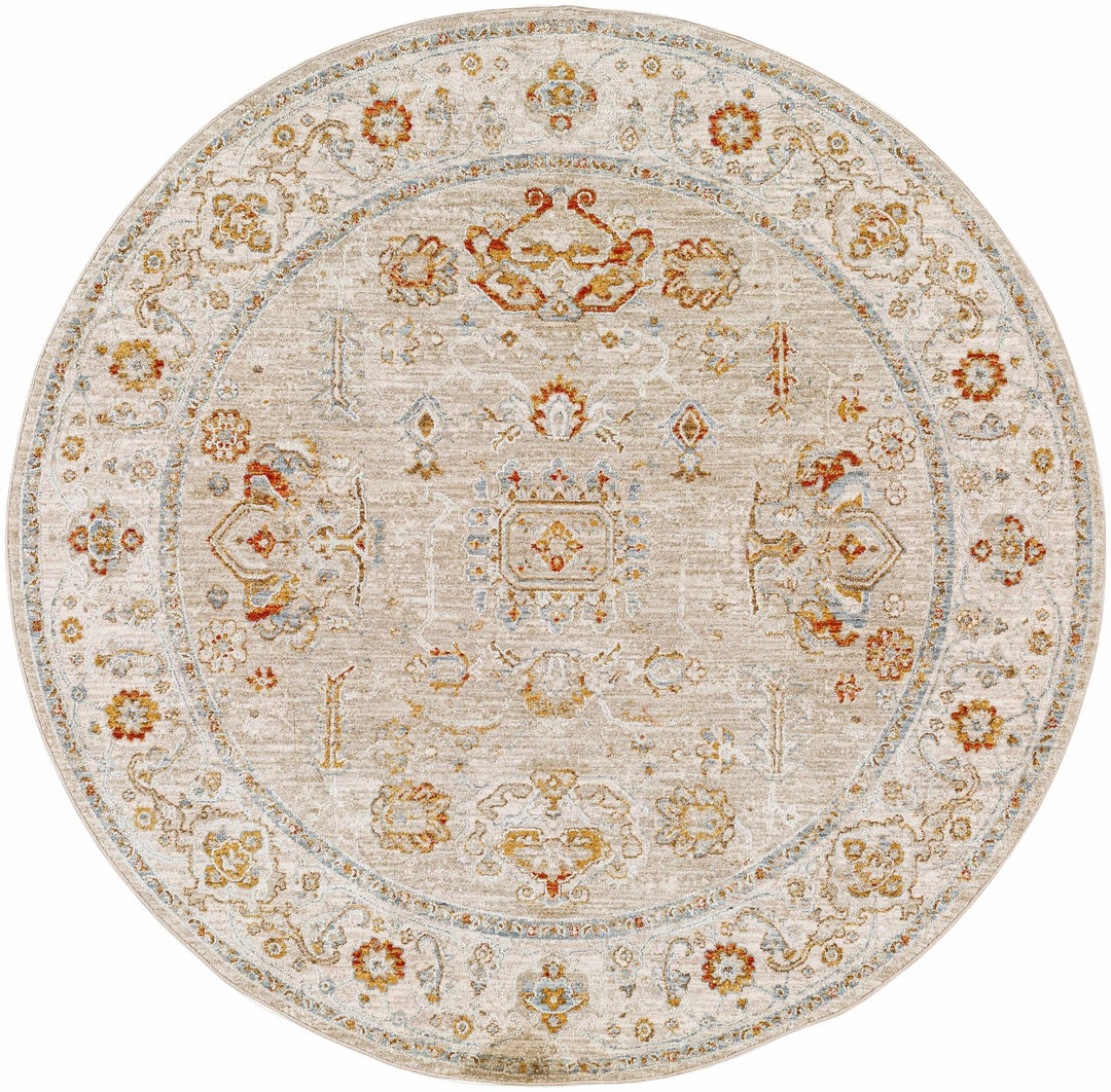 Machine Woven Ivory Traditional Oushak Design Area Rug - The Rug Decor